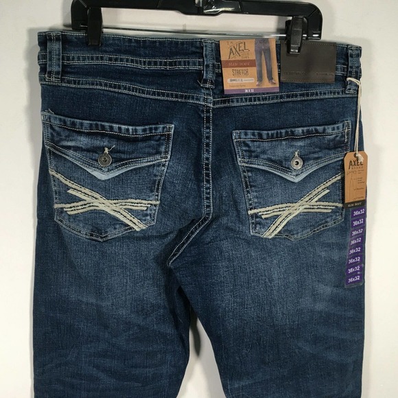 T.K. Axel Slim Bootcut Stretch Denim Jean, Men's Size 36 x 32 - Blue - Picture 9 of 10